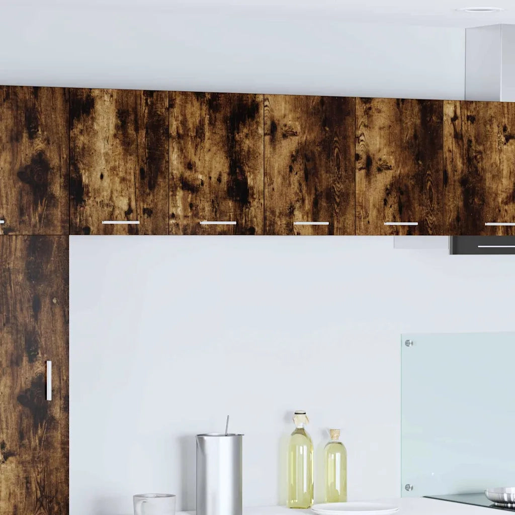 Armadio pensile con porta 2 pcs Rovere Affumicato e Bianco