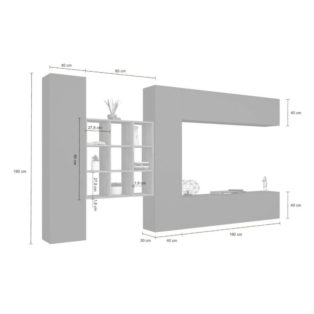 Parete attrezzata Agira, Set salotto porta TV a 4 ante, Mobile soggiorno multiuso, 100% Made in Italy, cm 350x30h180, Antracite