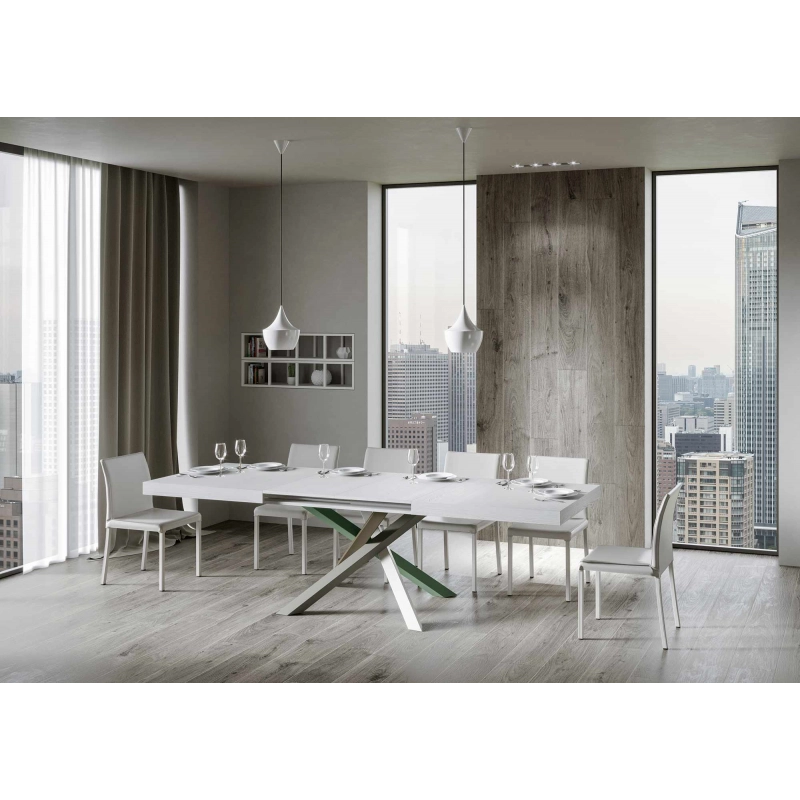 Tavolo allungabile 90x180/440 cm Volantis telaio gambe 4 colori (A) - Bianco Frassino