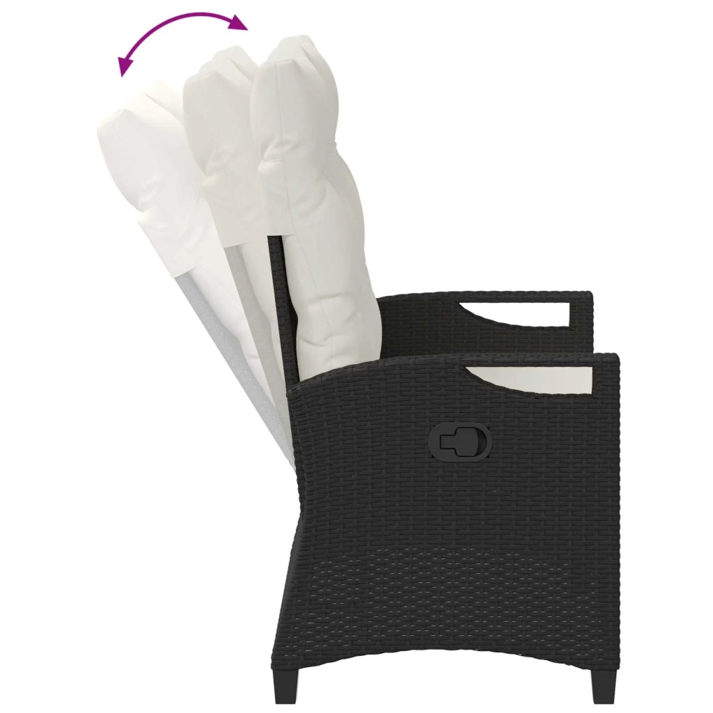 Panchina da giardino con cuscino Nero e Crema 105 x 60 x 112 cm
