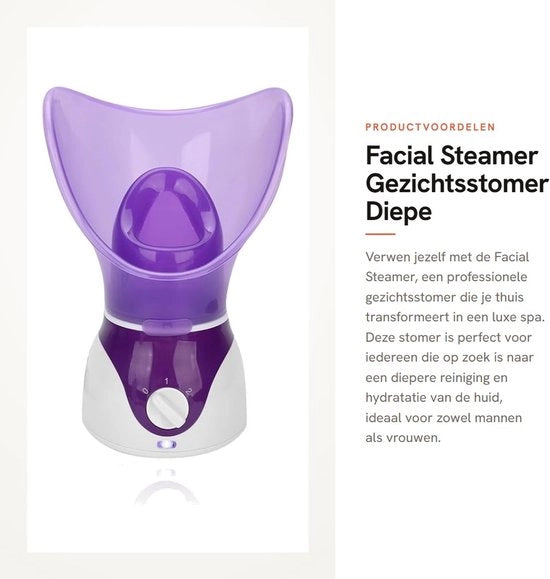 Apparecchio per la pulizia facciale professionale - Stomizzatore - Aria umidificante - Pulizia profonda - Idratante - Capacità 50ml - Stomizzatore