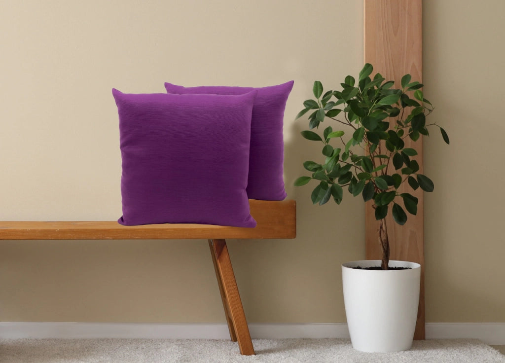 Coppia Cuscini Arredo Imbottiti Tessuto Ottoman In Tinta Unita Colore Viola 38 - 60x60 - Viola 38