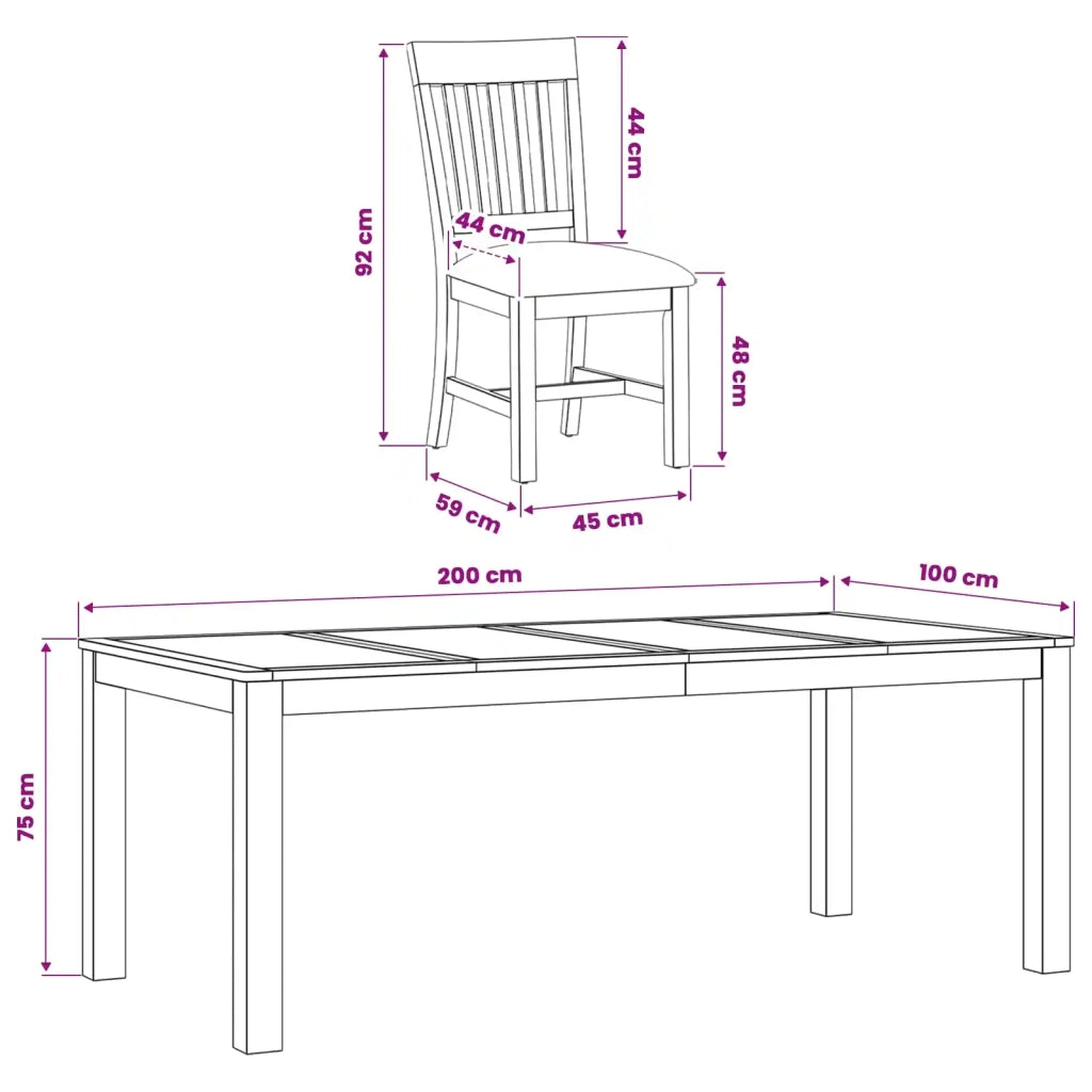 Set da pranzo 9 pz Nero Legno di Quercia Massello 3430406