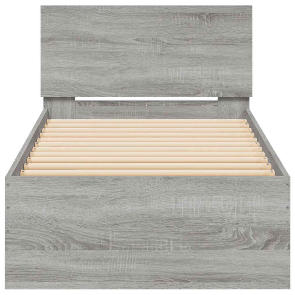 Letto singolo | Letto per adulti | Giroletto con Testiera Grigio Sonoma 75x190cm Legno Multistrato