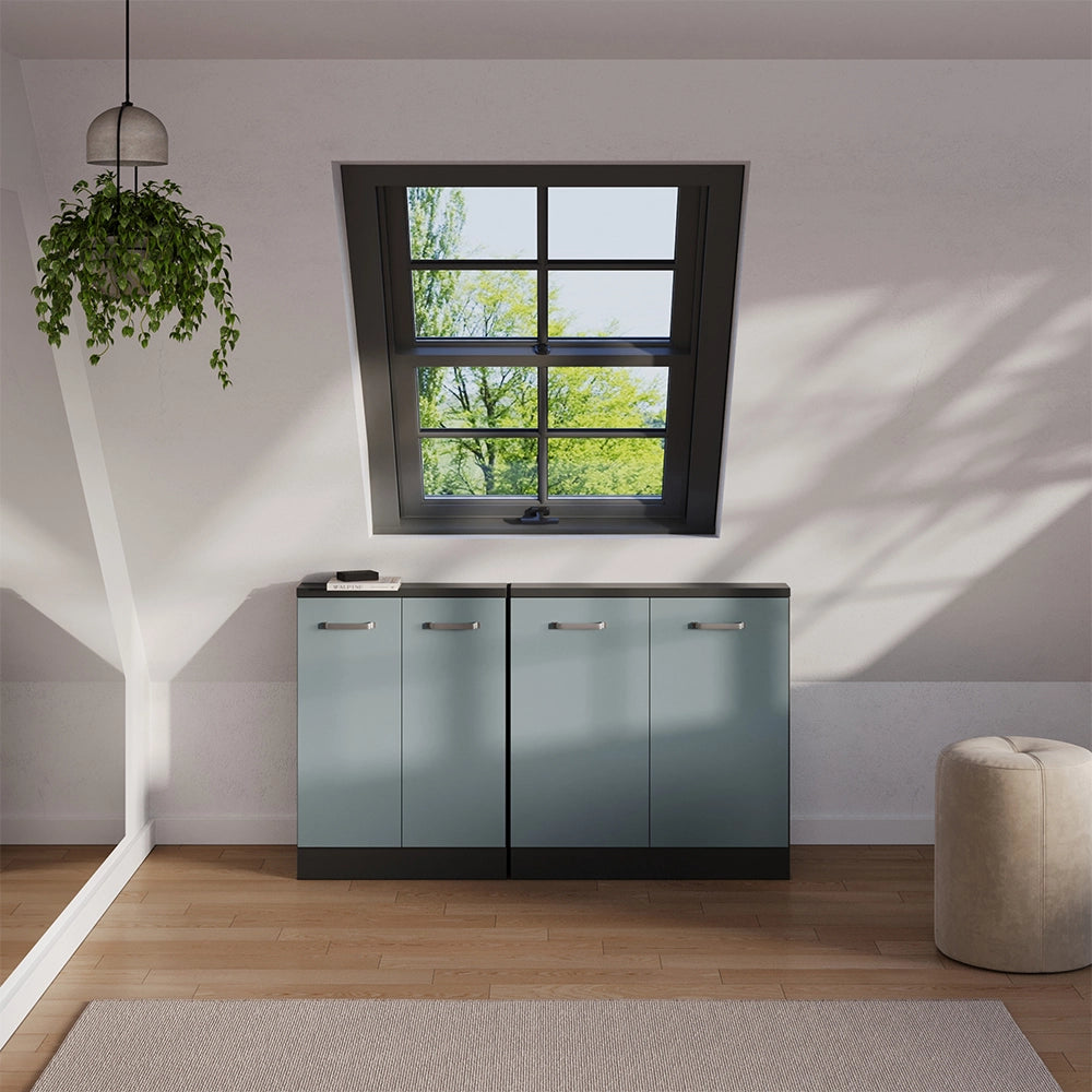 Set di mobili sottotetto Rion Grigio-blu/Antracite Set di 2 Vicco