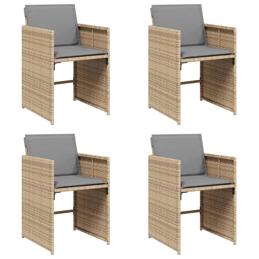 Sedie da Giardino con Cuscini 4 pz Beige Misto in Polyrattan 364989