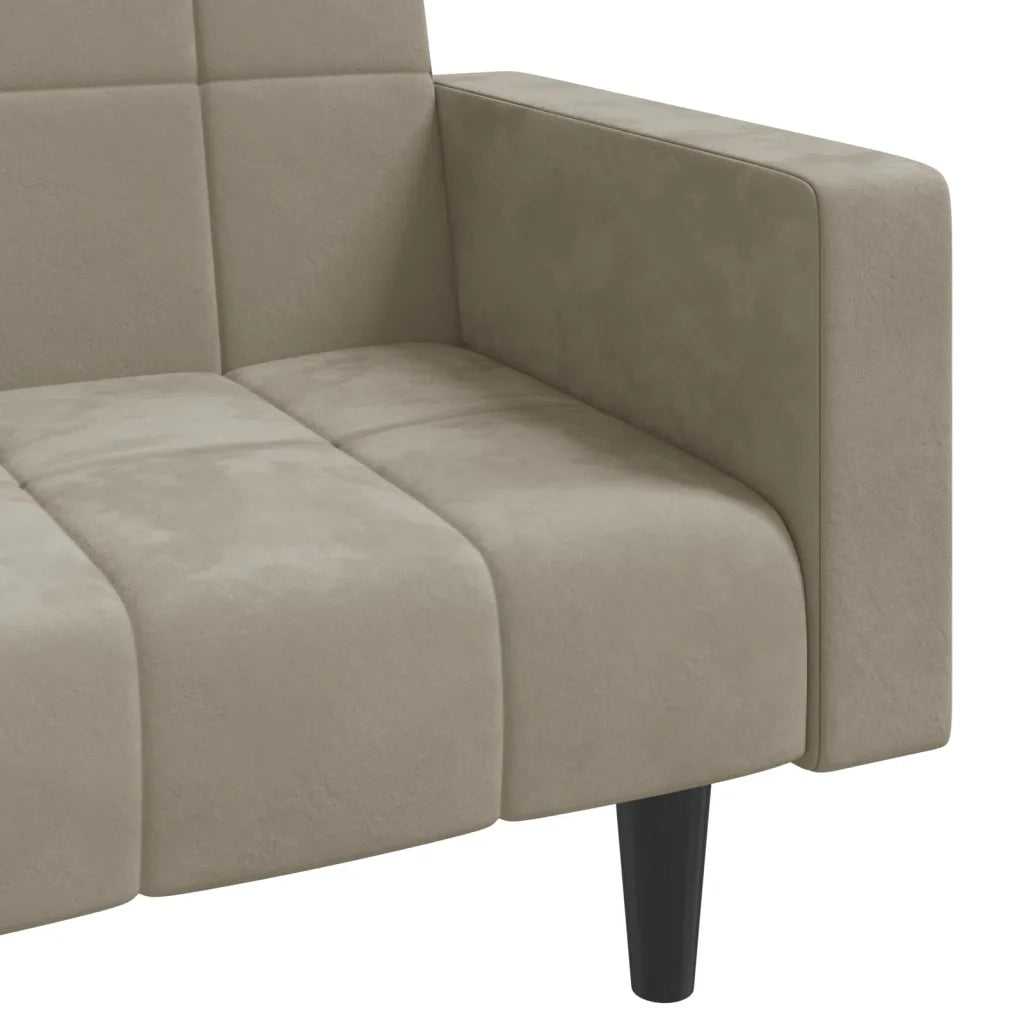 Divano Letto a 2 Posti con 2 Cuscini Grigio Chiaro in Velluto 375847