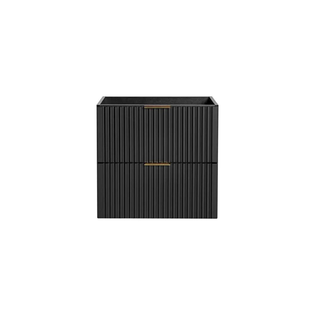 Mobile sotto lavabo NOXERA – 60 cm – 2 cassetti – Nero opaco – Design scanalato sospeso