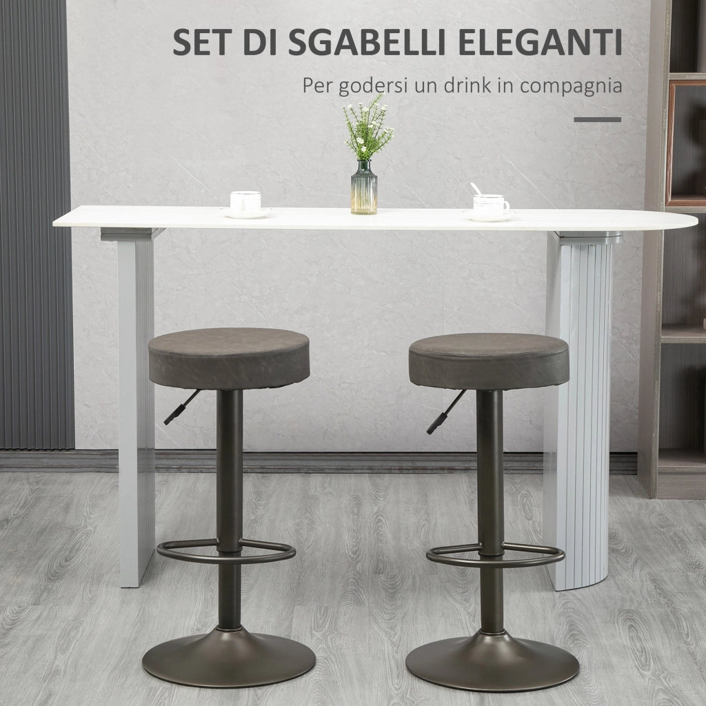 Easycomfort Set 2 Sgabelli da Bar Girevoli con Poggiapiedi e Altezza Regolabile, 35x36x64-85cm, Grigio