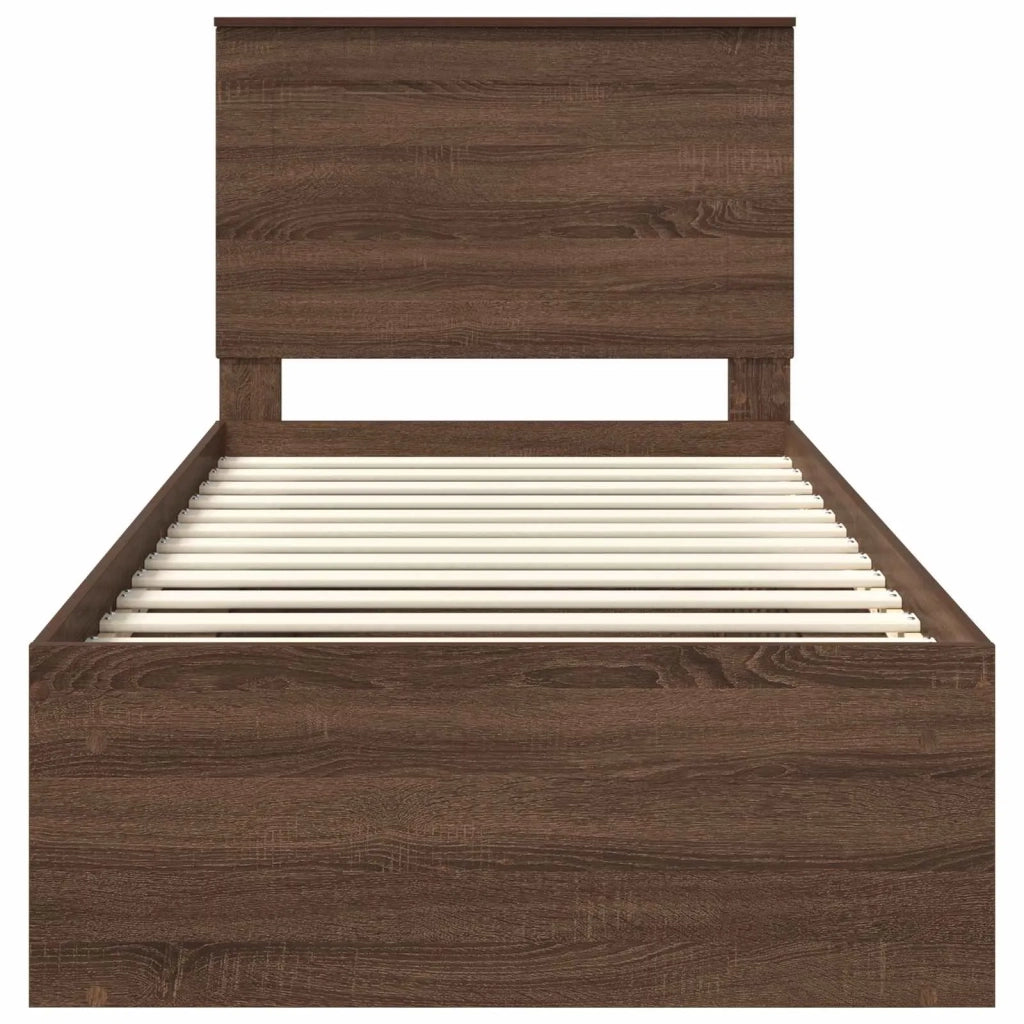 Struttura del letto Rovere Marrone 75 x 190 cm Pino massello