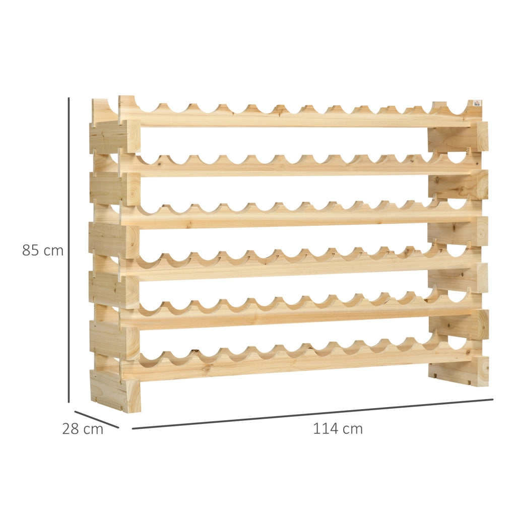 Portabottiglie in Legno 6 Ripiani 72 Bottiglie ¨C Xylo ¨C Verticale 114x28x85 cm Naturale