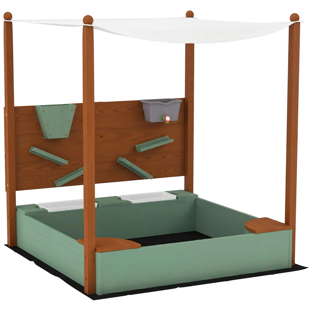 Casetta da Gioco con Sabbiera per Bambini ¨C zephmum ¨C 116x112.5x128 cm Verde Legno