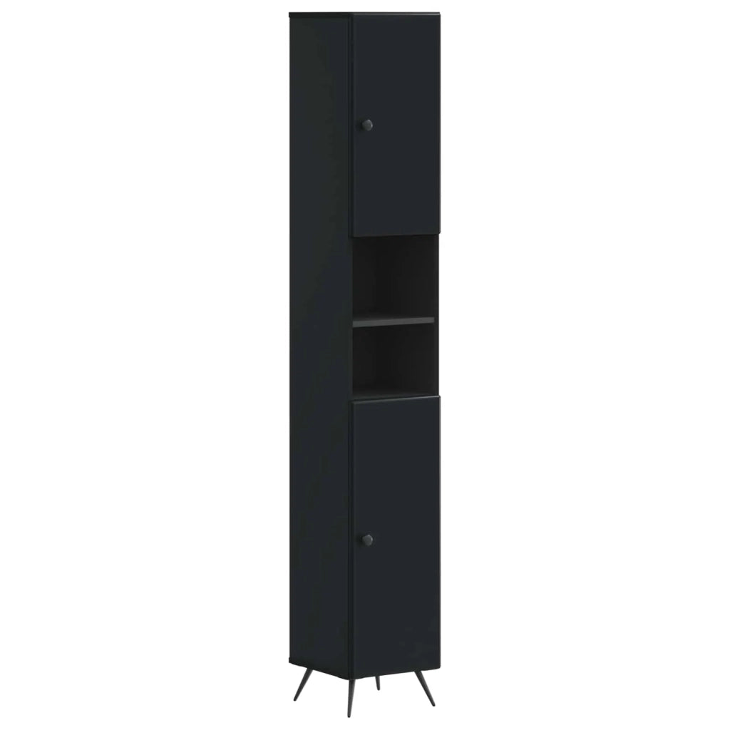 Armadio da Bagno con Ripiano Aperto BREDA Nero 30 x 31 x 190 cm 897476