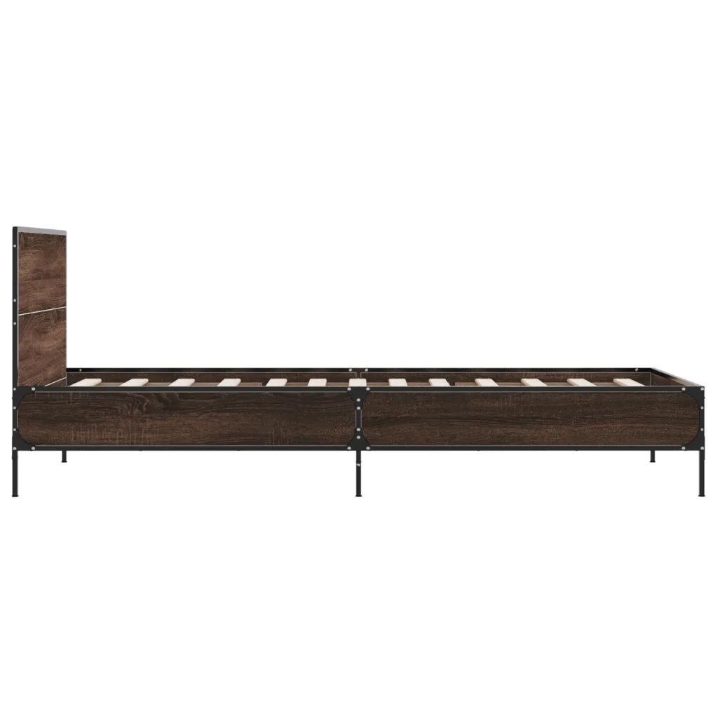 Giroletto-Struttura Letto Rovere Marrone 100x200 cm Legno Multistrato e Metallo 766713
