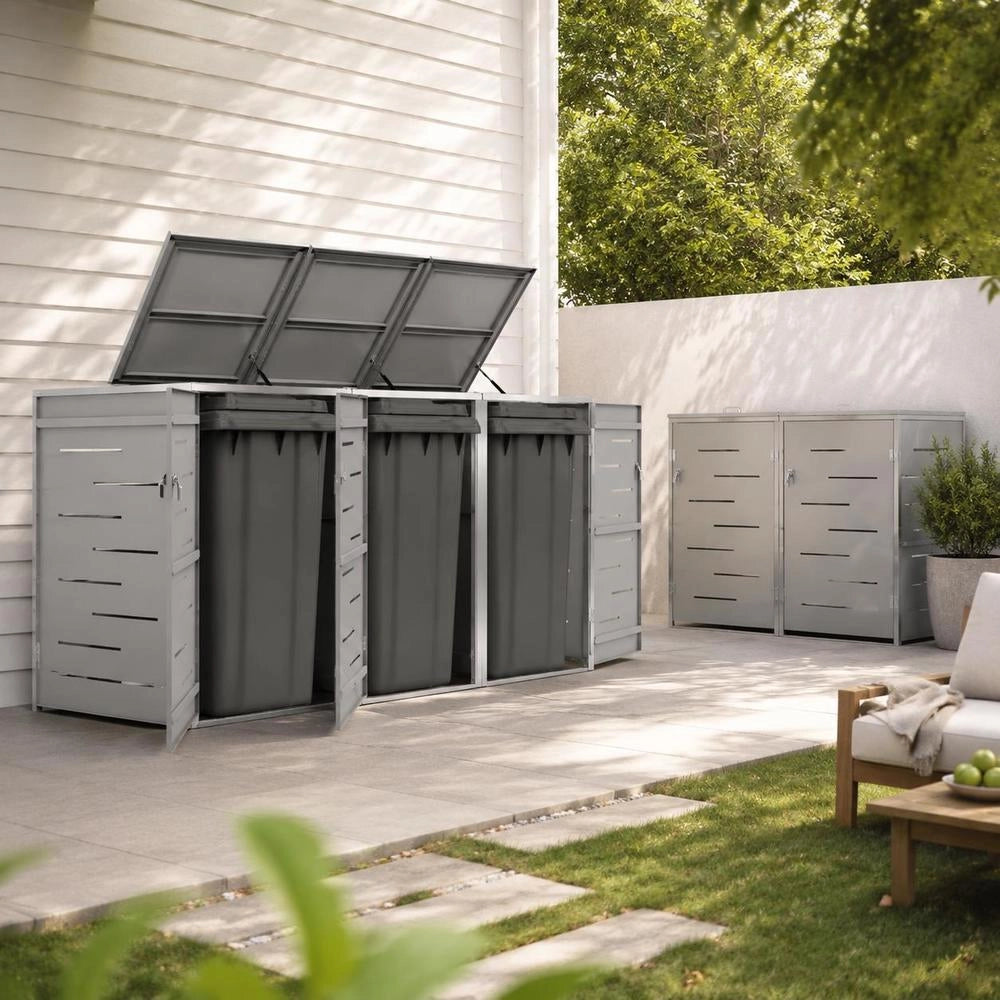 Bin Storage Box For 3 Bins, 207x77.5x115 Cm, Stainless Steel