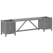 Panchina da Giardino | Panca da Giardino con 2 Fioriere 150cm Legno di Acacia Grigio