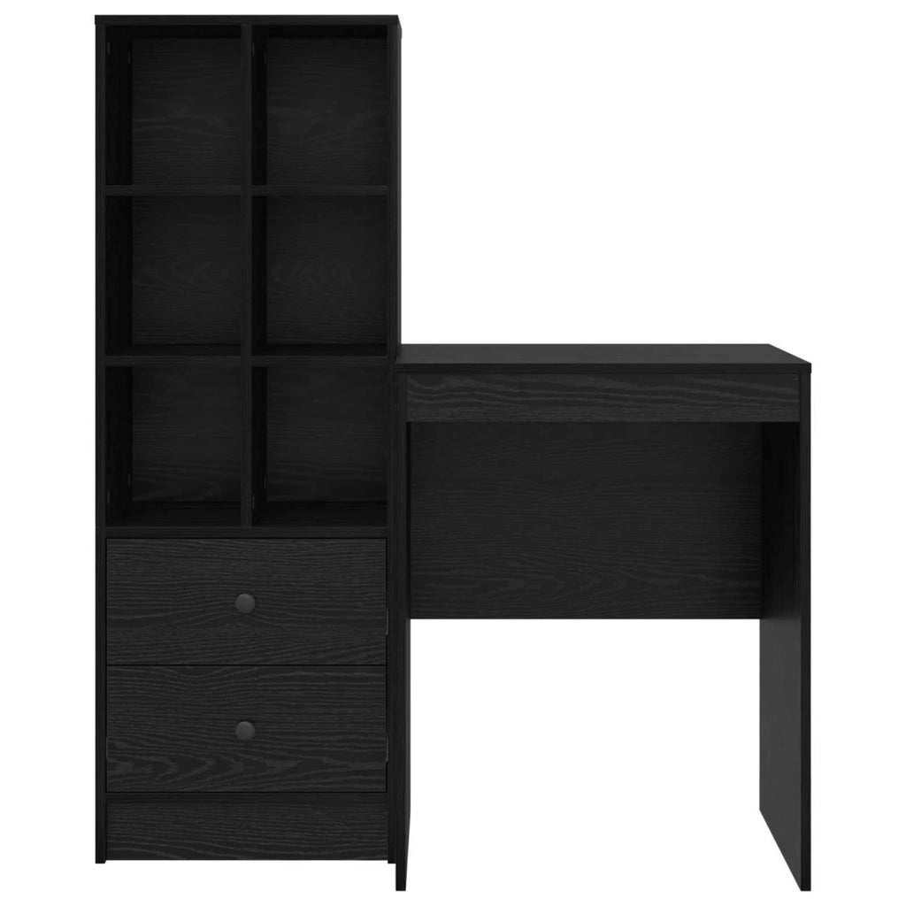 Scrivania con cassetto con lo scaffale 2 pcs Rovere Nero 3337338