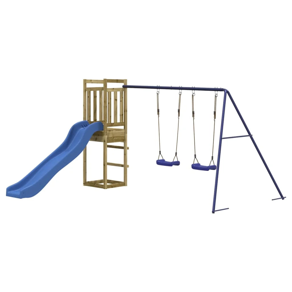 Altalene per parco giochi all'aperto scivolo altalene robuste giochi da giardino 308 x 321 x 169 cm legno di pino impregnato 02_0004736