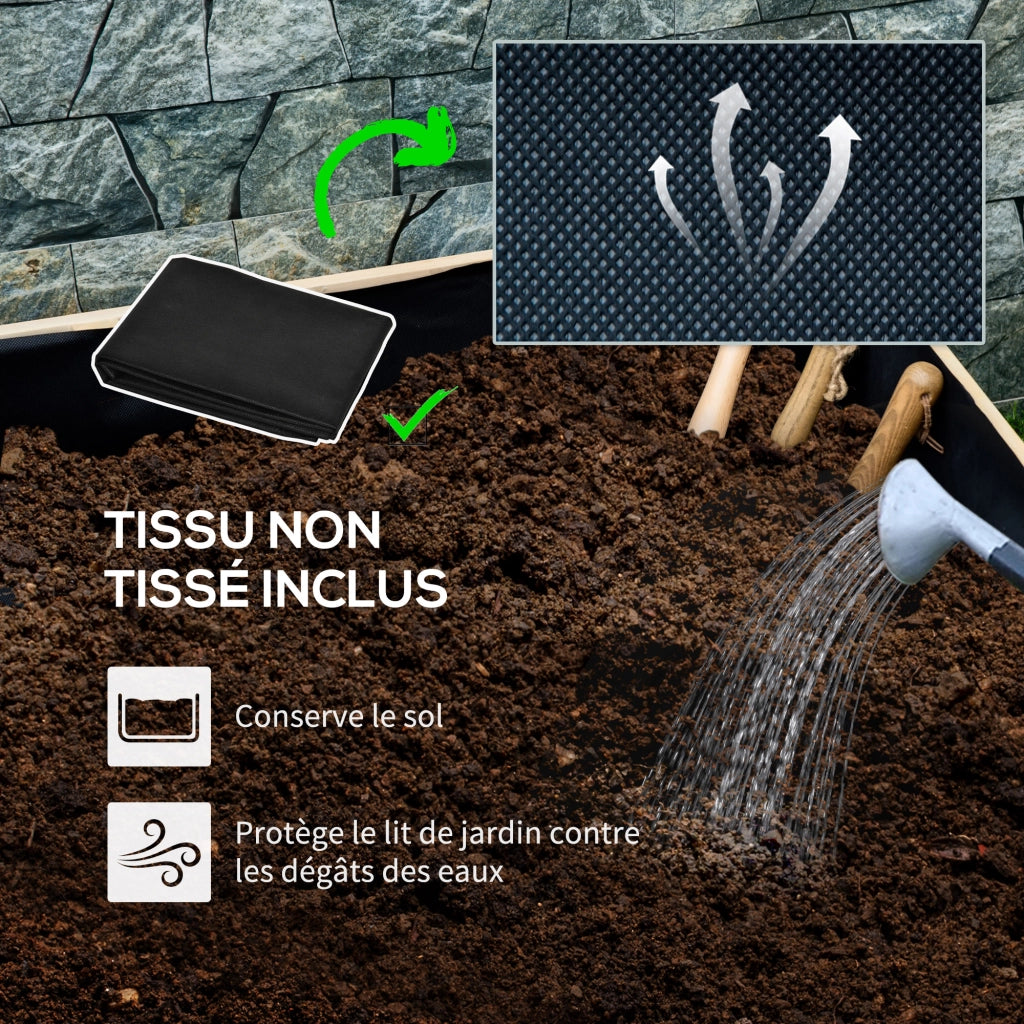 Fioriera da giardino rialzata con ruote ¨C zephmum ¨C legno di abete naturale 89x48x47 cm