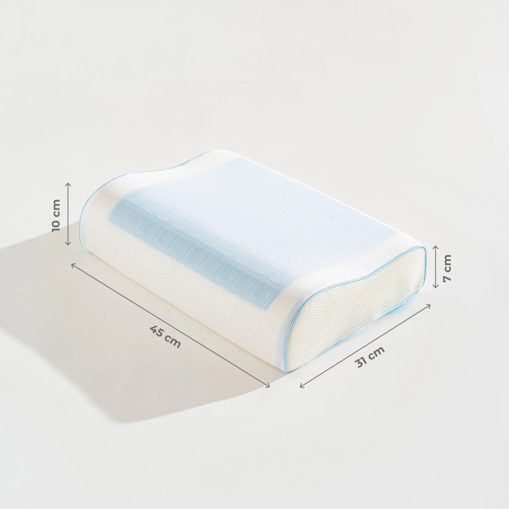 Cuscino Bambini Memory Foam Doppia Onda 45x31 cm (Altezza 10/7 cm) con Gel Rinfrescante Atossico – Supporto Testa e Collo, Traspirante, Federa Sfoderabile Lavabile
