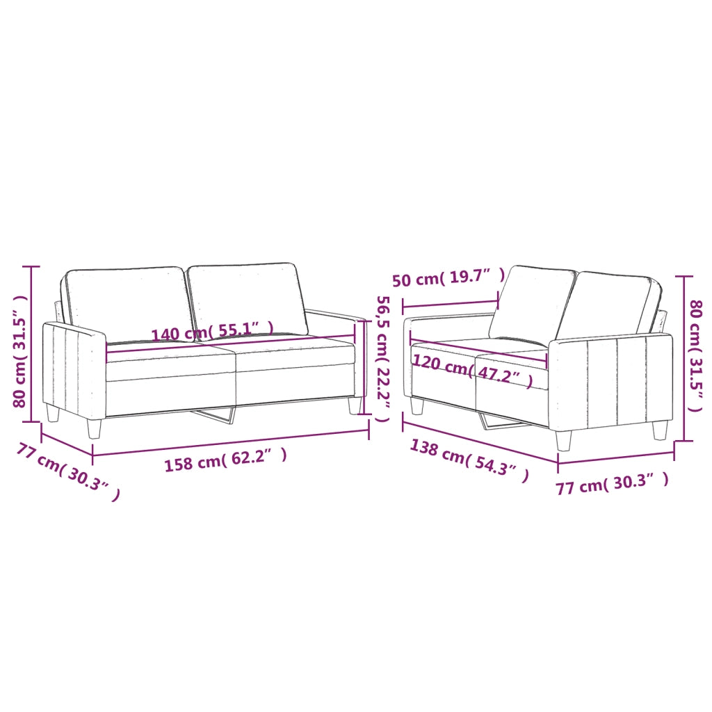 Set di Divani 2 pz con Cuscini Grigio Chiaro in Velluto 3201496