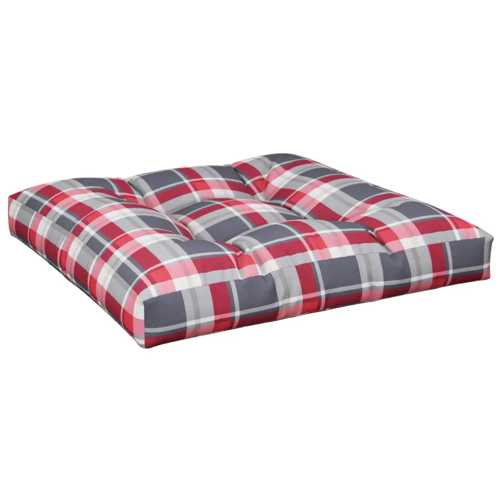 Cuscini per Pallet 2 pz Rossi a Quadri in Tessuto 360724