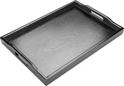Piatto di Servizio in Legno Rectangolare Piatto di Servizio con Manico Piatto di Servizio Antiscivolo per Cucina Piatto di Servizio in Legno per Ristoranti e Caffè (40 x 28 x 4 cm)