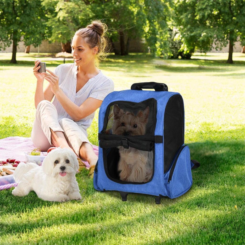 Carrello Trasporto per Cani 2 in 1 ¨C Zephmum ¨C 42x25x55 cm Blu