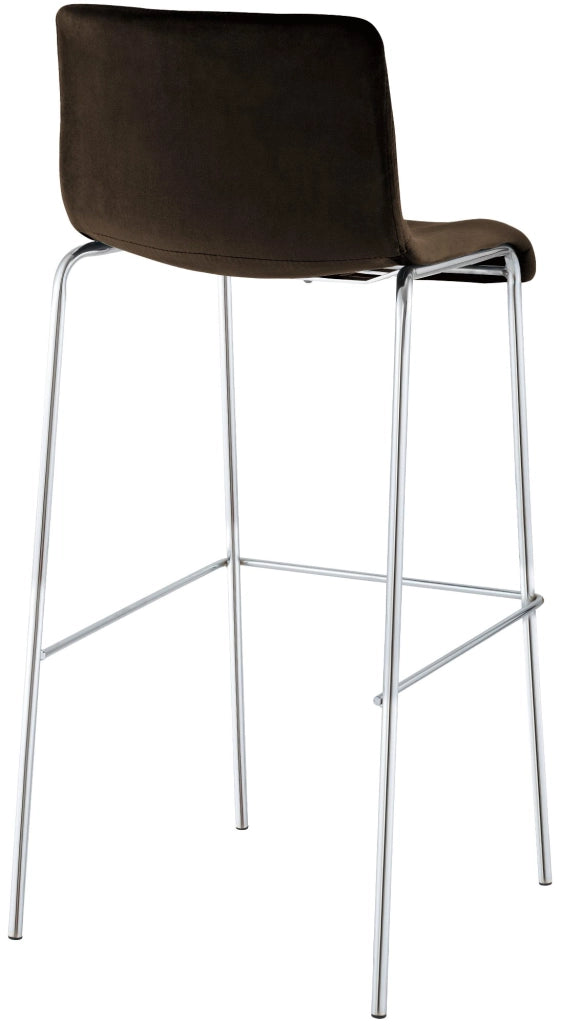 Sgabello Hover Velluto Base a Quattro Gambe Cromata marrone