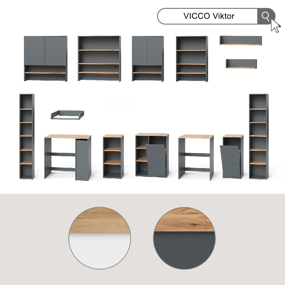 Mobile lavatrice Viktor Antracite/Rovere dorato 93.6 x 88.2 cm 2 parti con fasciatoio Vicco