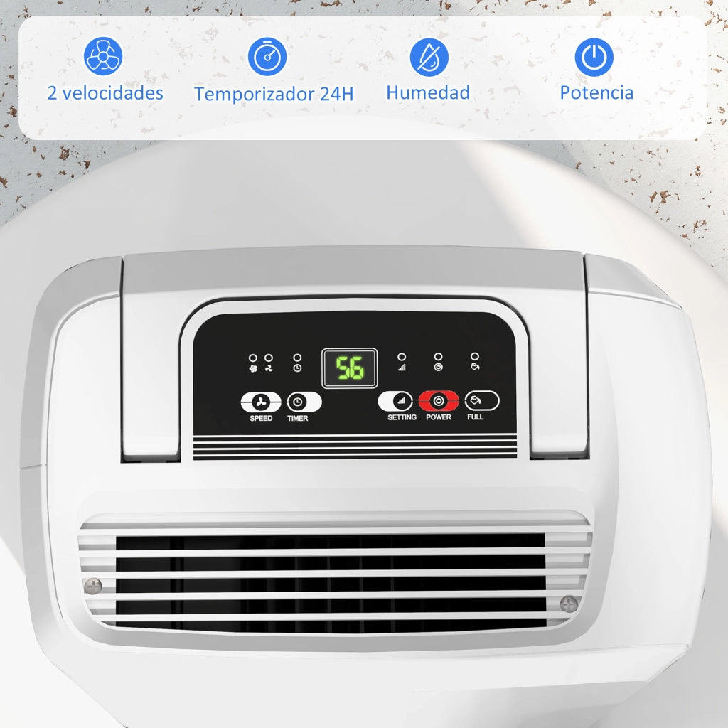 Deumidificatore 12L/giorno ¨C zephmum ¨C Serbatoio 2.5L, Timer 24h, Display Digitale, Ruote, Bianco