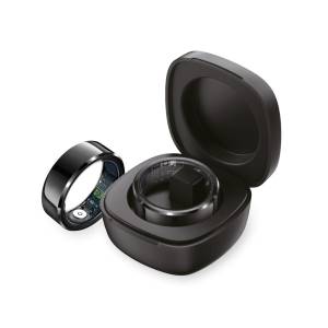 Techmade tm-nexa-bk8 smartring con charging box black tg 8 17.7mm