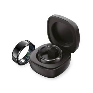 Techmade tm-nexa-bk8 smartring con charging box black tg 8 17.7mm