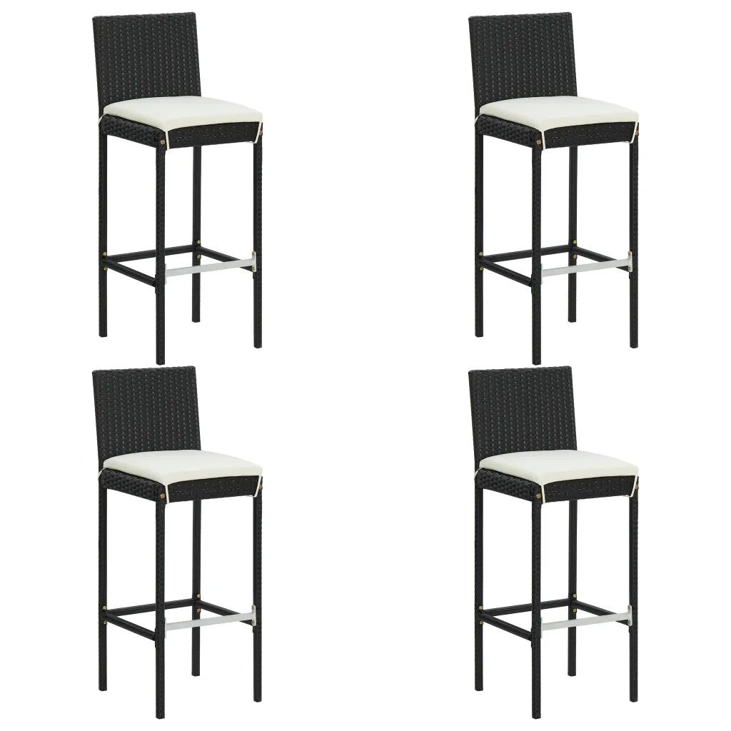 Set Bar da Giardino 5 pz con Cuscini Polyrattan Nero 3064766