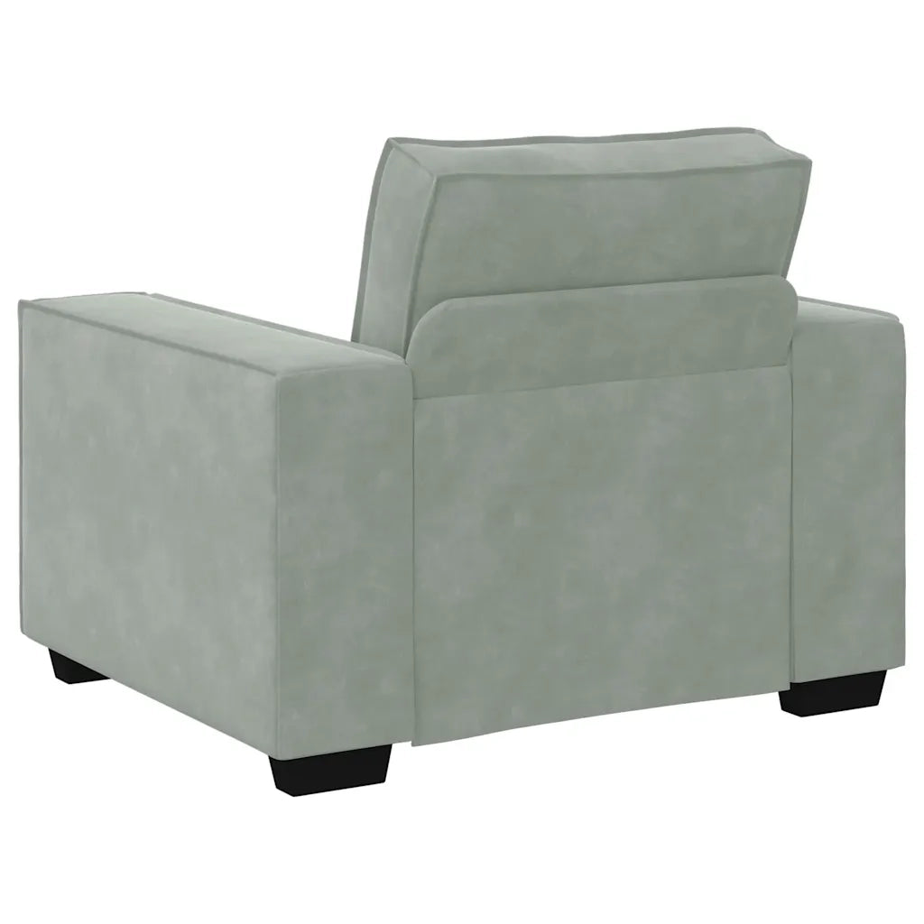Divano | Divano da soggiorno | Sofa Sedia Grigio Chiaro 100x78x84 cm Velluto