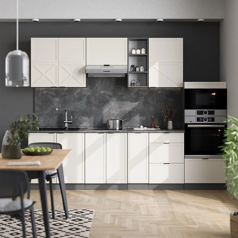 Cucina componibile Fame-Line GrigioBeige/Antracite 280 cm, PL Antracite Vicco
