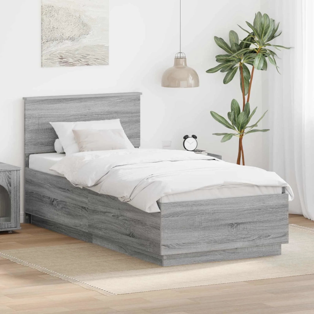 Struttura del letto Grigio Sonoma 70 x 190 cm Legno multistrato