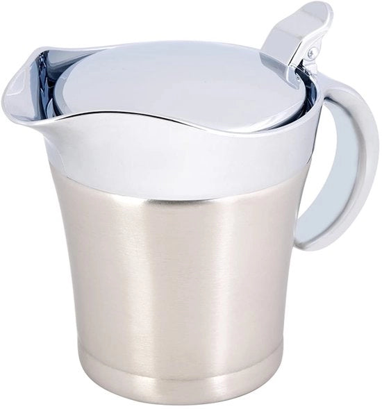 Ciotola in acciaio inossidabile - contenitore per latte con coperchio - ciotola per salse doppia parete isolata - contenitore per servire salse - formato 450ml - peso 411g