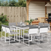 vidaXL Set da Pranzo da Giardino 9 pz con Cuscini Bianco in Textilene