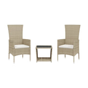 Set da Pranzo da Giardino 3 pz | Set Salotto da Giardino con Cuscini Beige in Polyrattan