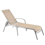 MA MAISON LETTINO PARADISE  ECRU RECLINABILE IN 4 POSIZIONI TESSUTO TEXTILENE 2X1 STRUTTURA IN ACCIAIO CON BRACCIOLI 193X65X102 CM