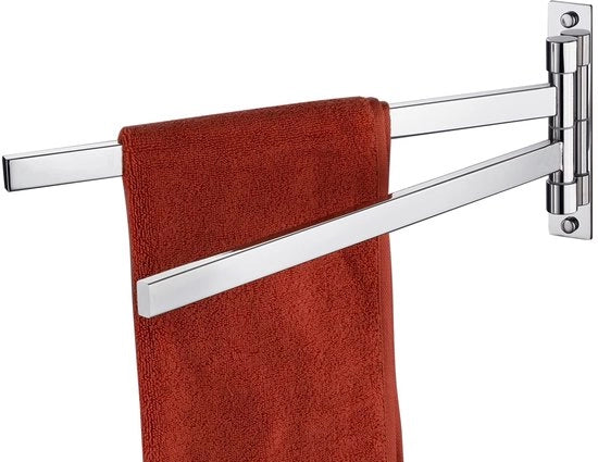 Maniglie per asciugamano a doppio braccio per bagno cucina e toilette, fissaggio alla parete, chromo e inox, B5007CH-A2