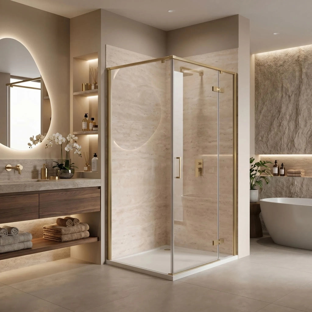 Cabina Doccia Rea Bruno 120x90 Brush Gold