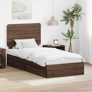 Letto con Contenitore con testiera Rovere Marrone 75 x 190 cm