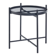 Tavolino rotondo con vetro temperato 46 ​​x 42 cm struttura in metallo nero 03_0010954