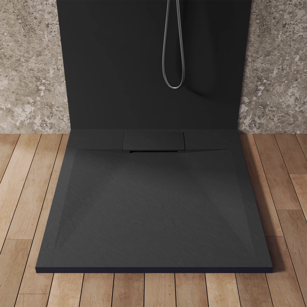 Piatto doccia 80x80 effetto pietra colore nero | Cosmos