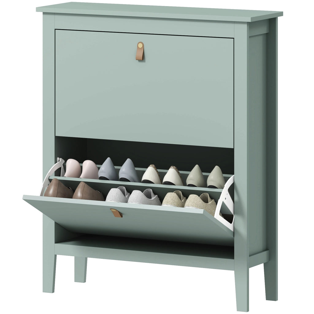 Scarpiera 2 Cassetti con Ripiani Regolabili ¨C zephmum ¨C Verde 80x24x95.5cm