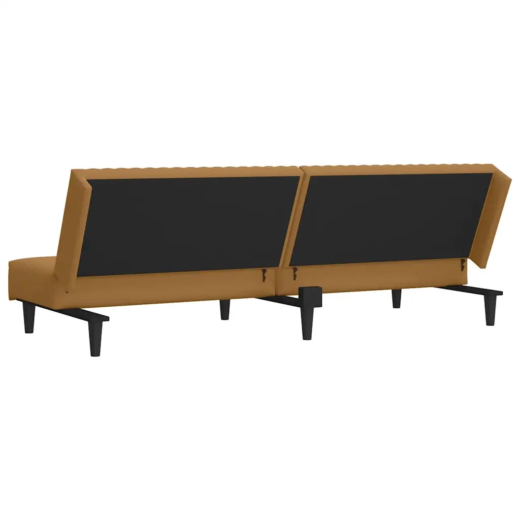 Divano Letto a 2 Posti Marrone in Velluto 375934