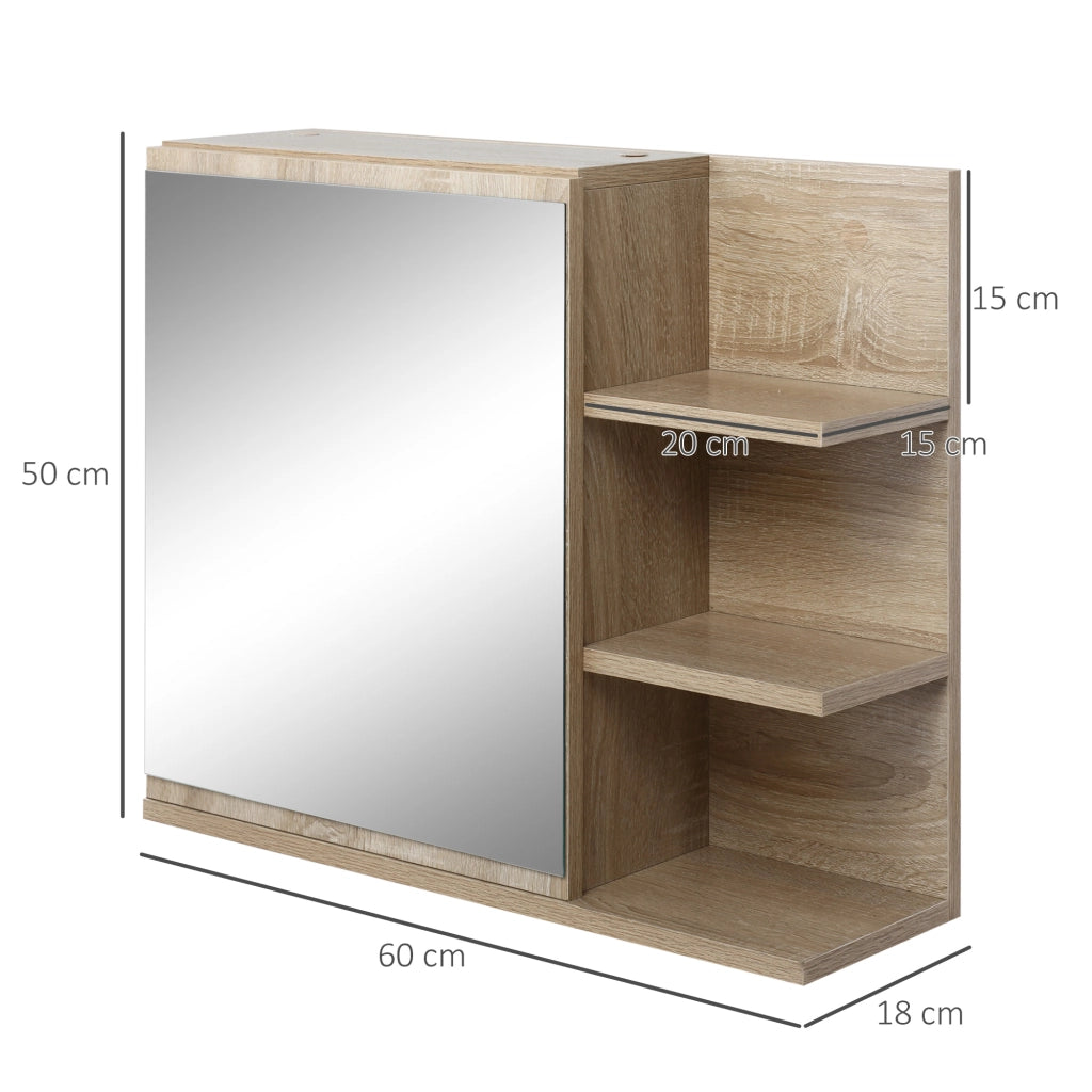 Specchiera Bagno con Anta e Ripiani ¨C zephmum ¨C Legno 60x18x50 cm