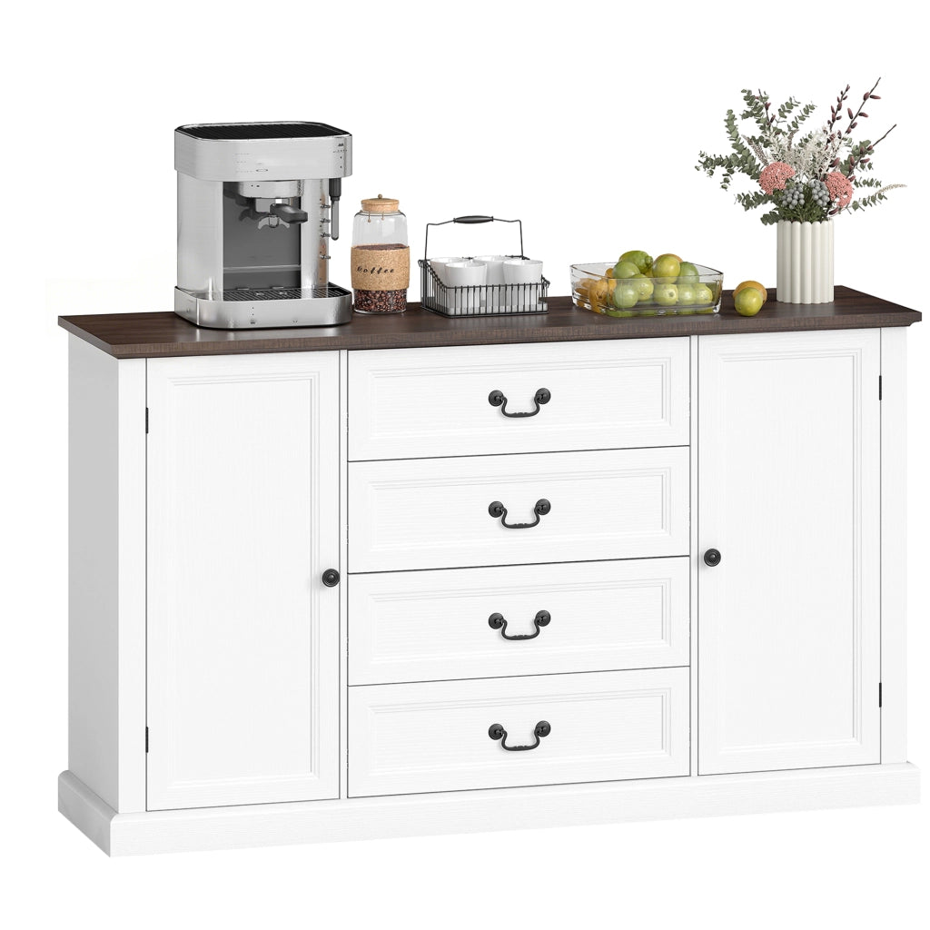 Credenza da Cucina Bianca con Cassetti ¨C Zephmum ¨C 147x40x87